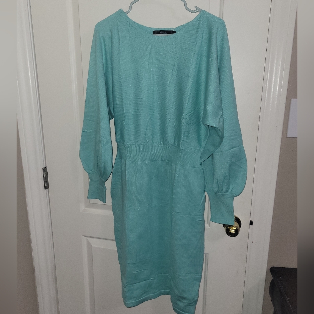Womans size large turquoise sweater dress